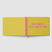 Modern Bat Mitzvah Cute Pink Yellow Personalized Gastenboek (Volledig)