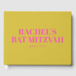 Modern Bat Mitzvah Cute Pink Yellow Personalized Gastenboek<br><div class="desc">Modern Bat MitzvahCute Pink and Yellow Personalized Guest Book</div>