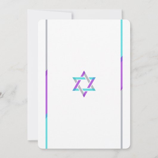 Modern Bat Mitzvah Invitations | PAARS + BLAUWGROE Kaart (Achterkant)