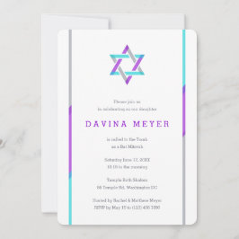 Modern Bat Mitzvah Invitations | PAARS + BLAUWGROE Kaart