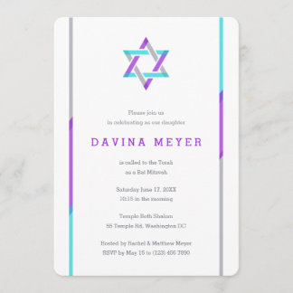 Modern Bat Mitzvah Invitations | PAARS + BLAUWGROE Kaart