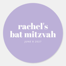 Modern Bat Mitzvah Lavender Paars Personalizeerd Ronde Sticker