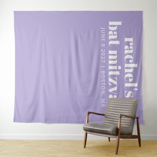 Modern Bat Mitzvah Paarse Aangepaste Fotoachtergro Wandkleed (In Situ (horizontaal))