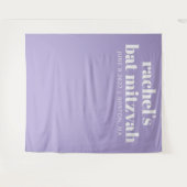 Modern Bat Mitzvah Paarse Aangepaste Fotoachtergro Wandkleed (Voorkant (horizontaal))