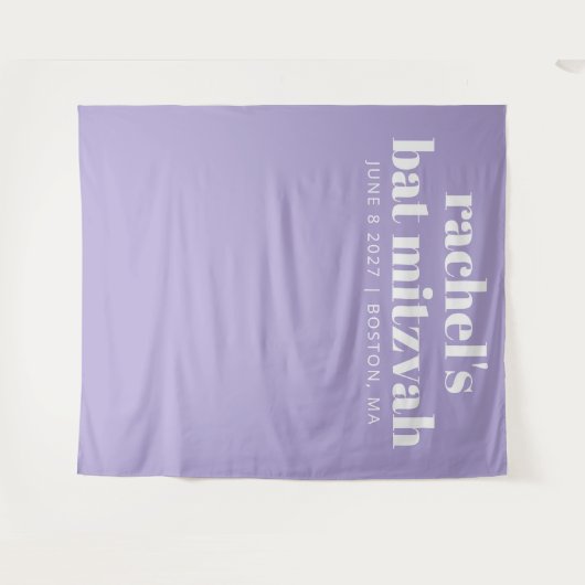 Modern Bat Mitzvah Paarse Aangepaste Fotoachtergro Wandkleed (Voorkant (horizontaal))