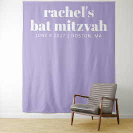 Modern Bat Mitzvah Paarse Aangepaste Fotoachtergro Wandkleed