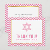 MODERN BAT MITZVAH preppy bedankt ster PINK (Voorkant / Achterkant)