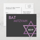 Modern Bat Mitzvah RSVP-Briefkaart Uitnodiging Briefkaart (Voorkant / Achterkant)