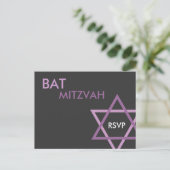 Modern Bat Mitzvah RSVP-Briefkaart Uitnodiging Briefkaart (Staand voorkant)