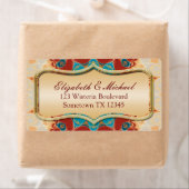 Modern Batik Gold Weddenschap Sticker Label (Insitu)