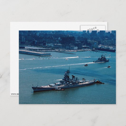 Modern batleship, "USS Wisconsin", New York, VS Briefkaart (Voorkant / Achterkant)