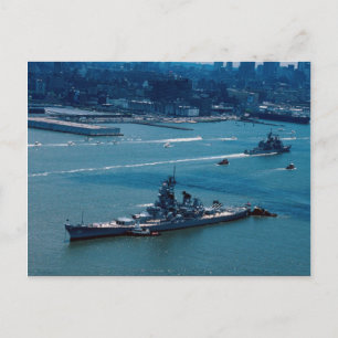 Modern batleship, "USS Wisconsin", New York, VS Briefkaart