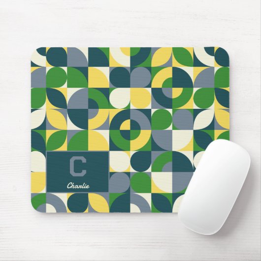 Modern Bauhaus Abstract Geometric Monogram Pattern Muismat (Met muis)