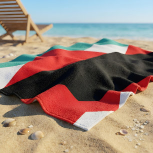 Modern Bauhaus Abstract, Rood, Teal & Zwarte Zomer Strandlaken