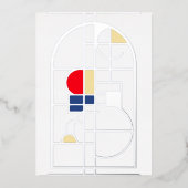 Modern Bauhaus, Blank, Zilver, Folie Uitnodiging (Voorkant)
