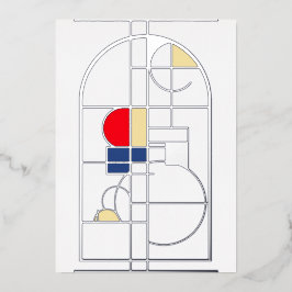 Modern Bauhaus, Blank, Zilver, Folie Uitnodiging