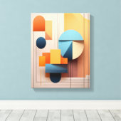Modern Bauhaus Geometric 3D Abstract Art Gallery Canvas Afdruk (Insitu (Houten vloer))