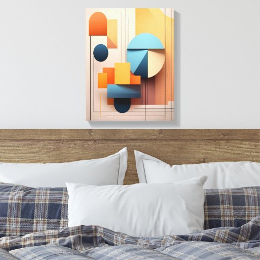 Modern Bauhaus Geometric 3D Abstract Art Gallery Canvas Afdruk (Insitu (Slaapkamer))
