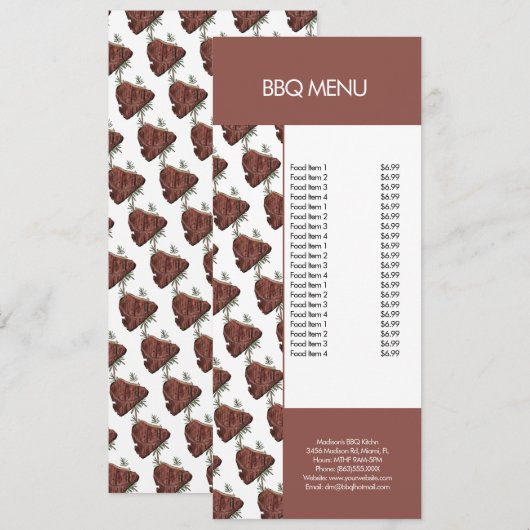 Modern BBQ Grill Steak Restaurant Menu (Voorkant / Achterkant)