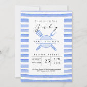 Modern BBQ picknick baby shower blauw Kaart (Voorkant)
