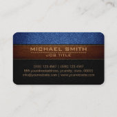 Modern B'dazzled blauw en zwarte lederen blik Visitekaartje (Achterkant)