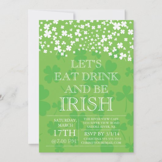 Modern Be Irish St. Patrick's Day Party Invitation Kaart (Voorkant)