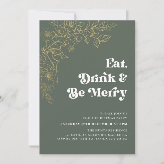 Modern Be Merry Kerstparty Uitnodiging (Voorkant)