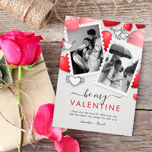 Modern Be my Valentijn Foto Vakantie Kaart