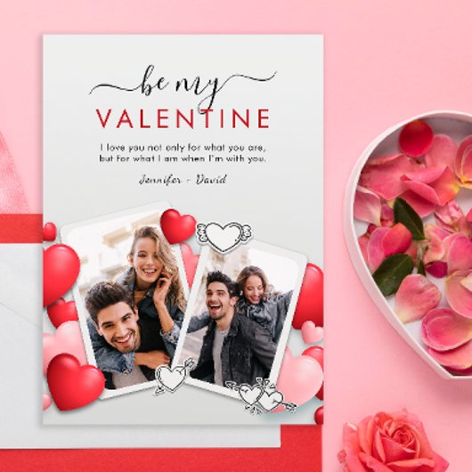 Modern Be my Valentijn Foto Vakantie Kaart