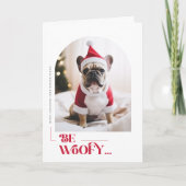 Modern Be Woofy Funny Dog Photo Christmas Folded Feestdagen Kaart (Voorkant)