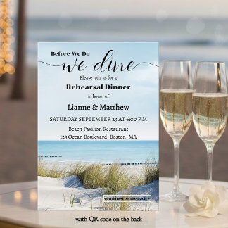 Modern Beach and Dunes Rehearsal Dinner Kaart