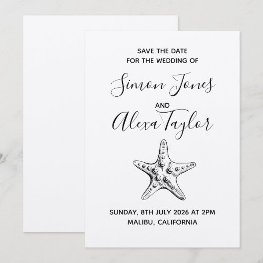 Modern Beach bestemming bruiloft opslaan van de da Save The Date (Voorkant / Achterkant)
