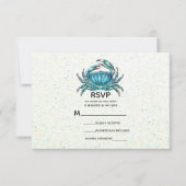 Modern Beach Blue Crab Starfish Weddenschap RSVP (Voorkant)