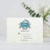Modern Beach Blue Crab Starfish Weddenschap RSVP (Staand voorkant)