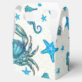 Modern Beach Blue Crab Zeepaardje Party Bedankdoosjes (Geopend)