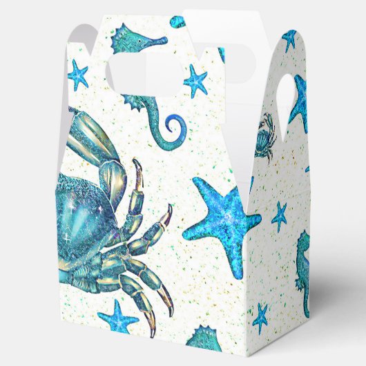 Modern Beach Blue Crab Zeepaardje Party Bedankdoosjes (Geopend)
