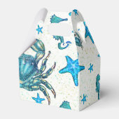 Modern Beach Blue Crab Zeepaardje Party Bedankdoosjes (Voorkant Zijde)