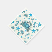 Modern Beach Blue Crab Zeepaardje Party Servet (Hoek)