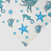 Modern Beach Blue Crab Zeepaardje Party Tissuepapier (Detail)