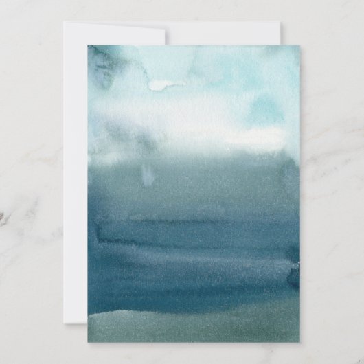 Modern Beach Blue Waterverf Wedding Kaart (Achterkant)