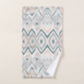 Modern Beach Boho Blauwgroen Peach Grey Waterverf Bad Handdoek (Handdoek)