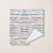 Modern Beach Boho Blauwgroen Peach Grey Waterverf Bad Handdoek (Wasdoekje)