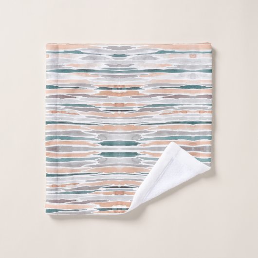 Modern Beach Boho Blauwgroen Peach Grey Waterverf Bad Handdoek (Wasdoekje)