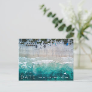 Modern Beach Bruiloft Budget Save the Date Aankondigingskaart
