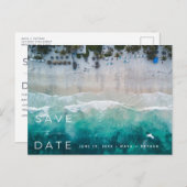 Modern Beach Bruiloft Budget Save the Date Aankondigingskaart (Voorkant / Achterkant)