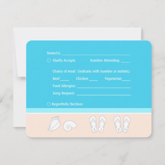 Modern Beach Bruiloft RSVP Maaltijd Keuze Song Aan (Achterkant)