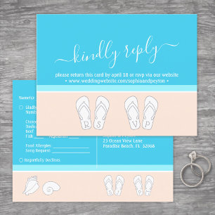 Modern Beach Bruiloft RSVP Maaltijd Keuze Song Aan Uitnodiging Briefkaart
