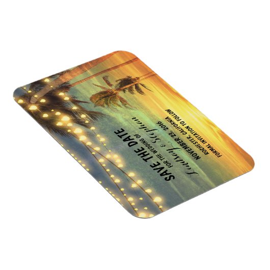 Modern Beach Bruiloft Save The Date Magneet (Rechterzijde)