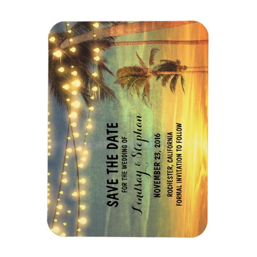 Modern Beach Bruiloft Save The Date Magneet (Verticaal)
