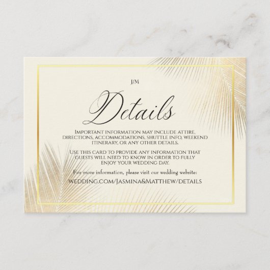 Modern Beach Coastal Frame Wedding   Informatiekaartje (Voorkant)